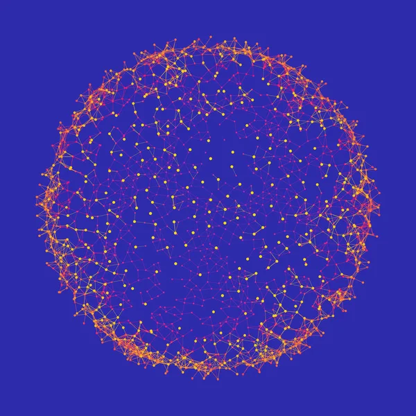 Esfera Con Líneas Puntos Conectados Conexiones Digitales Globales Globe Grid — Archivo Imágenes Vectoriales