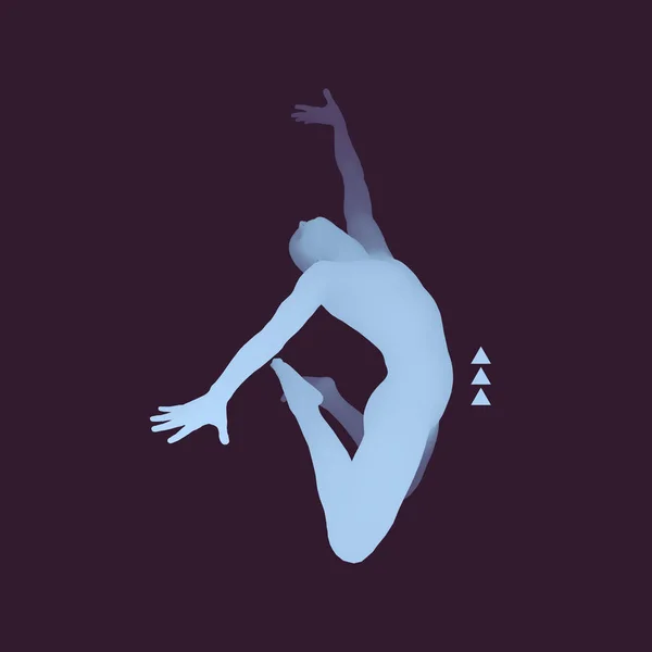 Homme Pose Danse Silhouette Une Danseuse Danseur Exécute Des Éléments — Image vectorielle