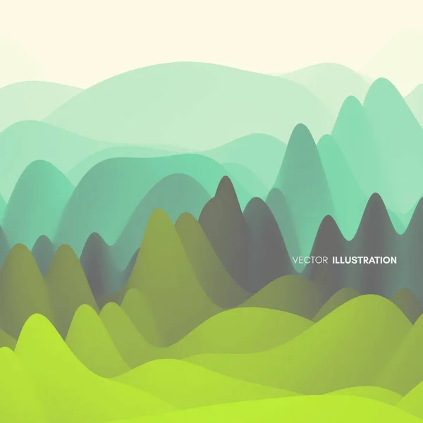 Berglandschap Bergachtig Terrein Vector Illustratie Abstracte Achtergrond — Stockvector