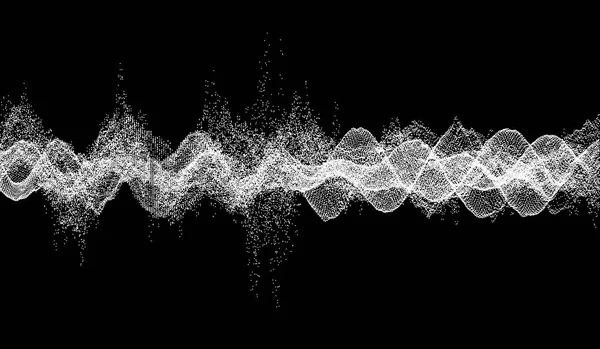 Sound Waves Dynamic Effect Vector Illustration Particle Grid Surface — Stock Vector