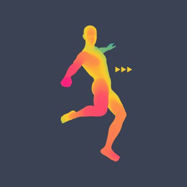 Football player. Sports concept. 3D Model of Man. Human Body. Sport Symbol. Design Element. Vector Illustration. clipart