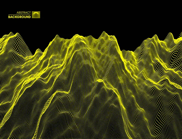 Τοπίο Φόντο Εδάφους Κυβερνοχώρο Πλέγμα Τεχνολογία Διανυσματικά Εικονογράφηση Σωματιδίων — Διανυσματικό Αρχείο