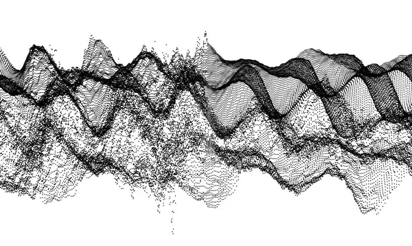 Fundo Grelha Ondulada Ilustração Vetorial Abstrato Com Partícula —  Vetores de Stock