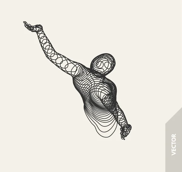 Modèle Homme Illustration Vectorielle Connexion Filaire Réalité Virtuelle — Image vectorielle