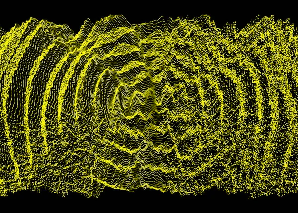 三维波浪状背景 具有波纹效果 用粒子表示矢量图解 3D网格表面 — 图库矢量图片