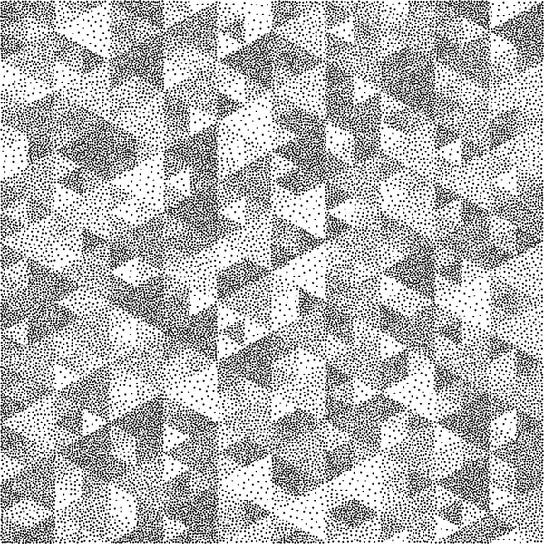 Geometric Triangles Background Mosaic Black White Grainy Design Pointillism Pattern — Stock Vector