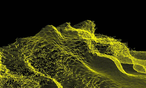 Fundo Paisagístico Terreno Rede Ciberespacial Ilustração Vetor Tecnologia Com Partícula — Vetor de Stock