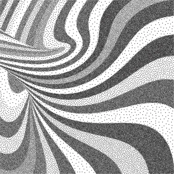 Fond Tourbillon Abstrait Conception Pois Granuleux Noir Blanc Modèle Pointillisme — Image vectorielle