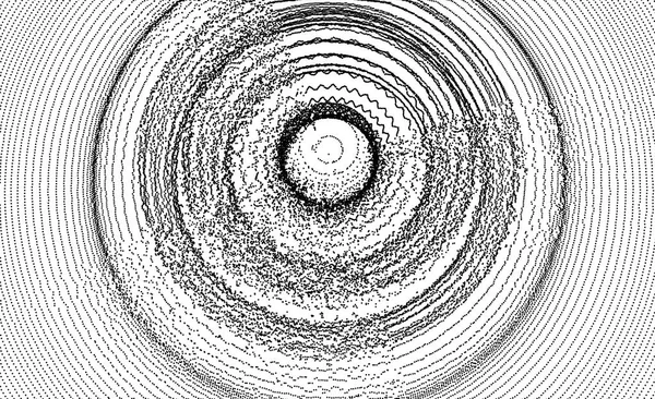 带有动态点的圆形背景 科学或技术的径向结构 粒子网络图解 3D网格表面 — 图库矢量图片