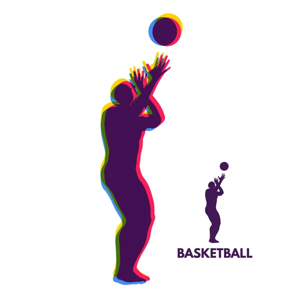 Joueur Basket Ball Avec Balle Symbole Sportif Élément Conception Illustration — Image vectorielle