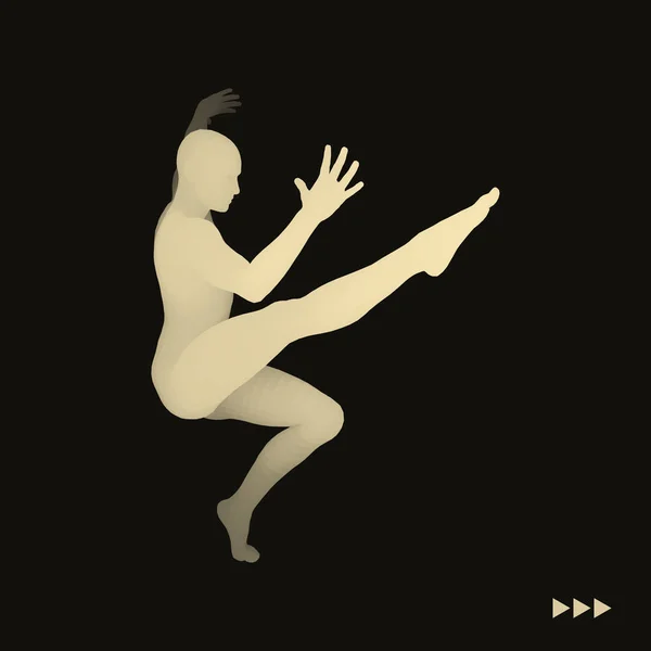 Hombre Está Posando Bailando Silueta Una Bailarina Una Bailarina Realiza — Vector de stock