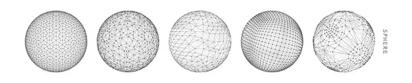 Esfera Con Líneas Conectadas Conexiones Digitales Globales Ilustración Wireframe Diseño — Vector de stock