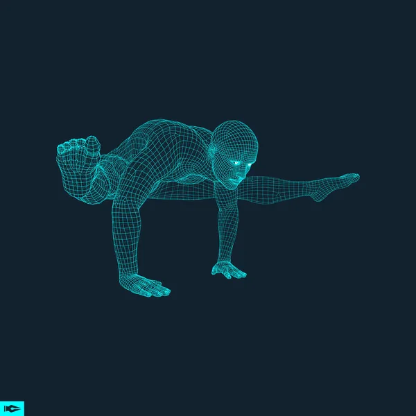 Hombre Haciendo Ejercicios Yoga Modelo Del Hombre Estilo Vida Saludable — Vector de stock