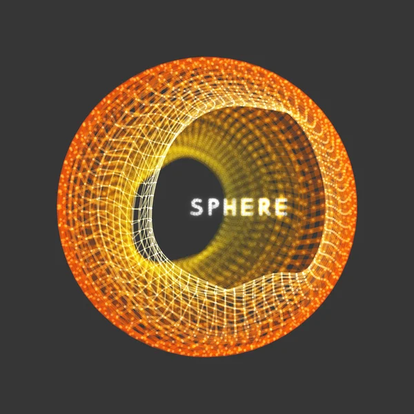 Sphère Avec Lignes Points Connectés Illustration Filaire Conception Abstraite Grille — Image vectorielle