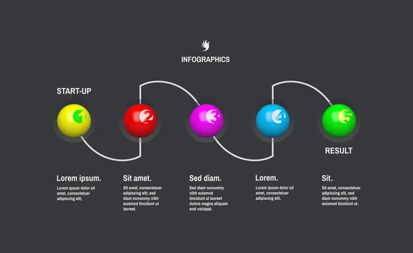 Spuštění Infografika Šablona Kroků Obchodní Koncept Vektorové Ilustrace Pro Marketing — Stockový vektor