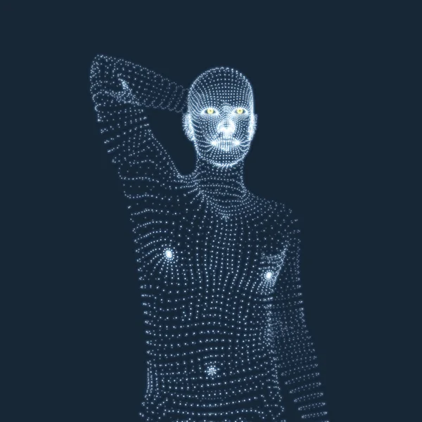 Mann Denkerpose Modell Des Menschen Geometrisches Design Vektor Illustration Für — Stockvektor