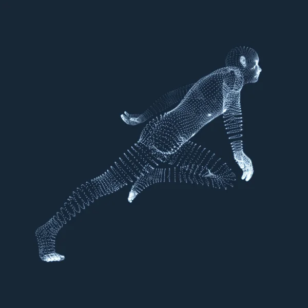 Spuštění Man Vektorové Grafiky Složené Částic Model Man Lidské Tělo — Stockový vektor