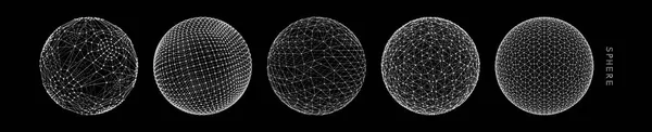 带连接线的球体 全球数字连接 线框插图 抽象3D 网格设计 技术风格 — 图库矢量图片