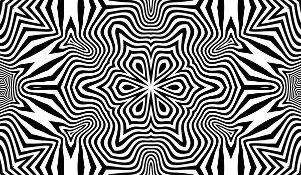 Muster Mit Optischer Täuschung Schwarz Weißes Design Abstrakter Gestreifter Hintergrund — Stockvektor