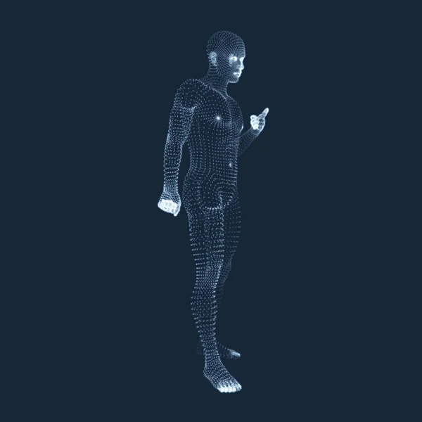 Homme Pointant Doigt Modèle Homme Conception Géométrique Illustration Vectorielle — Image vectorielle