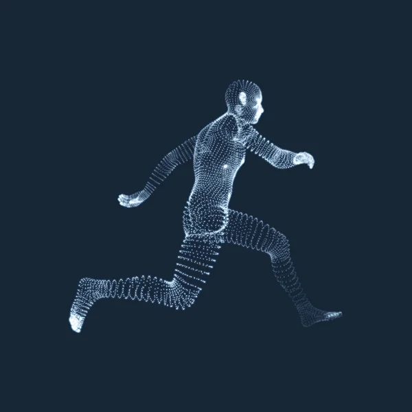 Hombre Corriendo Gráficos Vectoriales Compuestos Partículas Modelo Del Hombre Modelo — Vector de stock