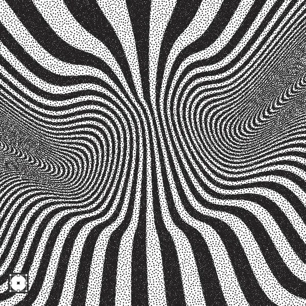 抽象的な 幾何学的背景 白と黒の粒子の粗い Dotwork デザイン 目の錯覚で点描パターン 点描のベクトル図 — ストックベクタ