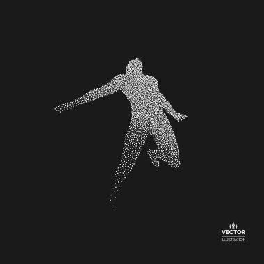 Business, freedom or happiness concept. Dotted silhouette of person. Vector illustration.  clipart