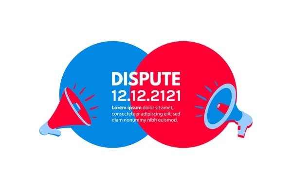 Bannière Avec Mégaphones Débat Propagande Concept Entreprise Pour Promotion Publicité — Image vectorielle