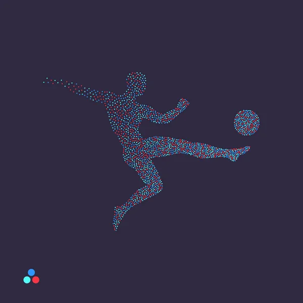 Fußballer Mit Ball Gepunktete Silhouette Der Person Vektorillustration — Stockvektor