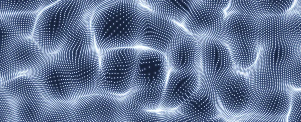 摘要科学或技术背景 平面设计 粒子网络图解 3D网格表面 — 图库矢量图片