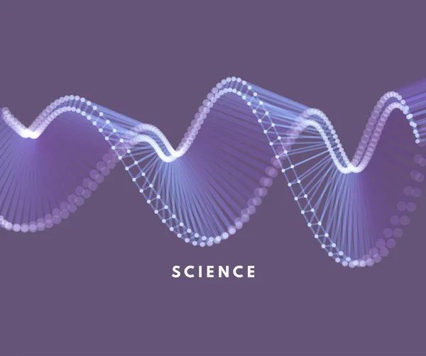 Wavy Background Array Dynamic Particles Composition Motion Effect Technology Style — Stock Vector