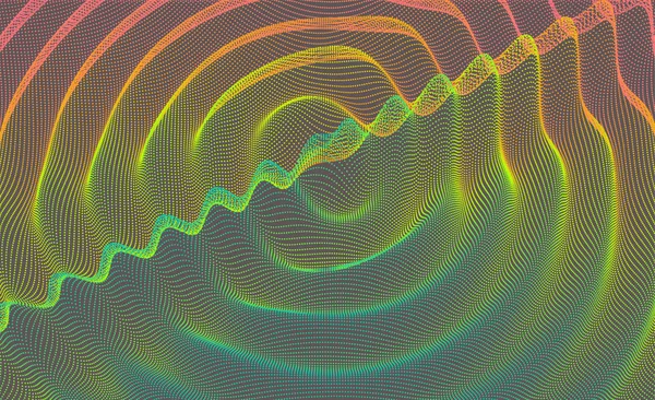 Хвилястий Фон Різким Ефектом Векторні Ілюстрації Частинкою Поверхня Сітки — стоковий вектор