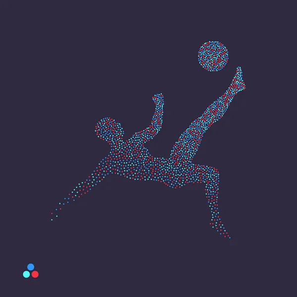 足球运动员与球 人的点缀剪影 矢量插图 — 图库矢量图片