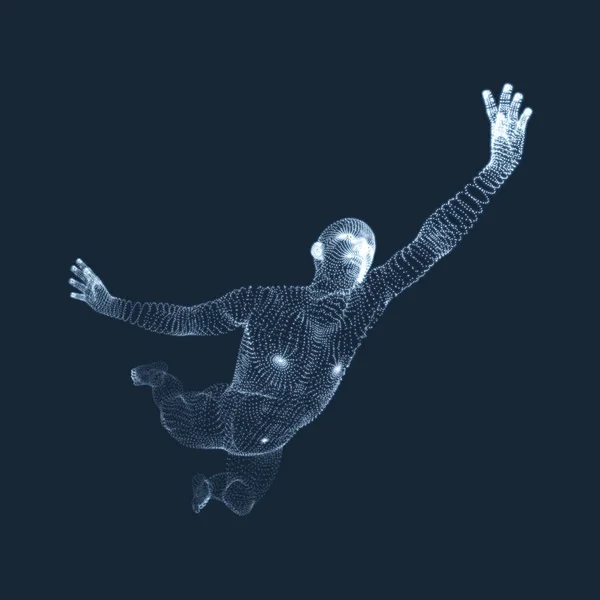 Jumping Man Graphisme Vectoriel Composé Particules Modèle Homme Modèle Corps — Image vectorielle