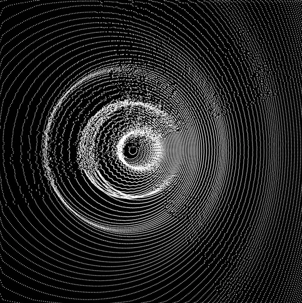 带有动态点的圆形背景 科学或技术的径向结构 粒子网络图解 3D网格表面 — 图库矢量图片