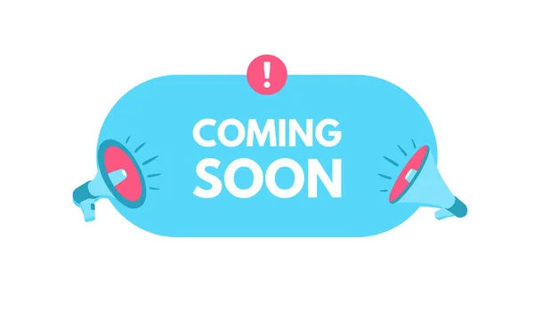 Coming Soon Megaphone Bubble Speech Sticker Promotion Advertising Vector Illustration — Stock Vector