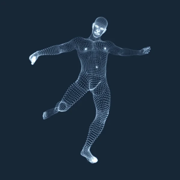 Ein Fußballspieler Aus Teilchen Sportkonzept Modell Des Menschen Menschlicher Körper — Stockvektor
