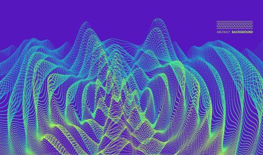 3D wavy background with ripple effect. Vector illustration with particle. 3D grid surface.  clipart