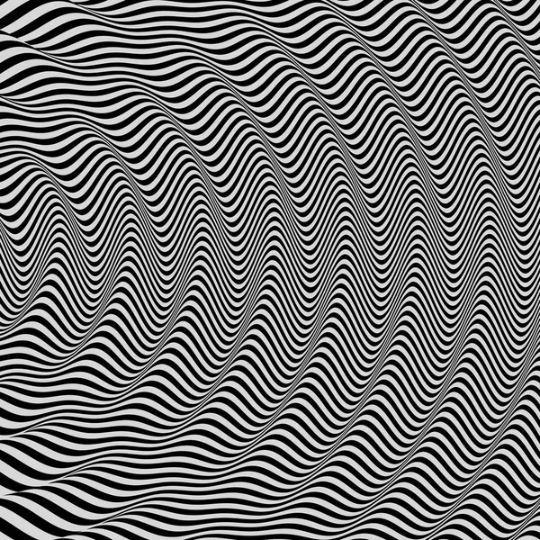 Wavy Background Dynamic Effect Black White Design Pattern Optical Illusion — Stock Vector