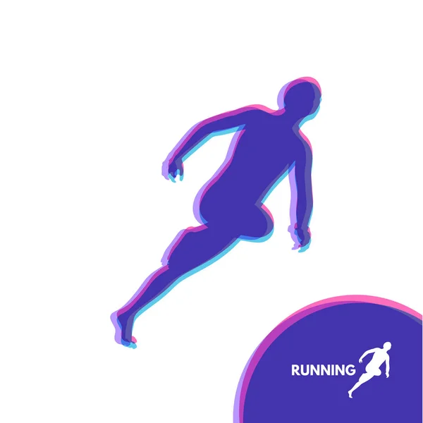 Silueta Hombre Corriendo Diseño Para Deporte Emblema Para Maratón Jogging — Archivo Imágenes Vectoriales