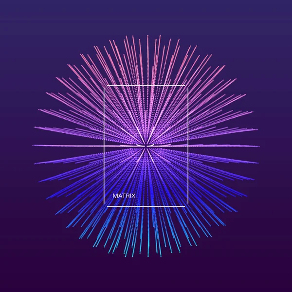 Esfera Abstracta Array Con Partículas Dinámicas Elemento Científico Tecnológico Moderno — Archivo Imágenes Vectoriales