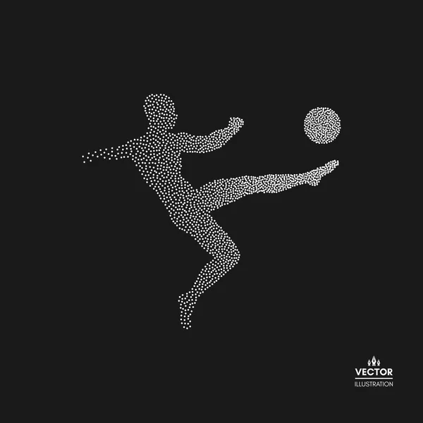 Jugador Fútbol Con Pelota Silueta Punteada Persona Ilustración Vectorial — Vector de stock