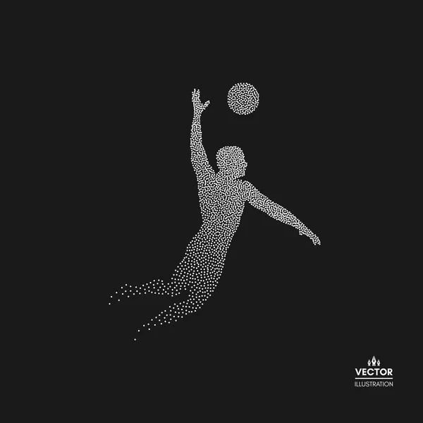 Athlète Volleyball Action Silhouette Pointillée Personne Illustration Vectorielle — Image vectorielle