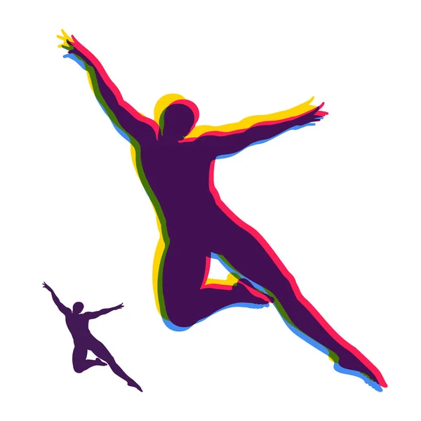 Silueta Una Bailarina Gimnasta Hombre Está Posando Bailando Símbolo Deportivo — Archivo Imágenes Vectoriales