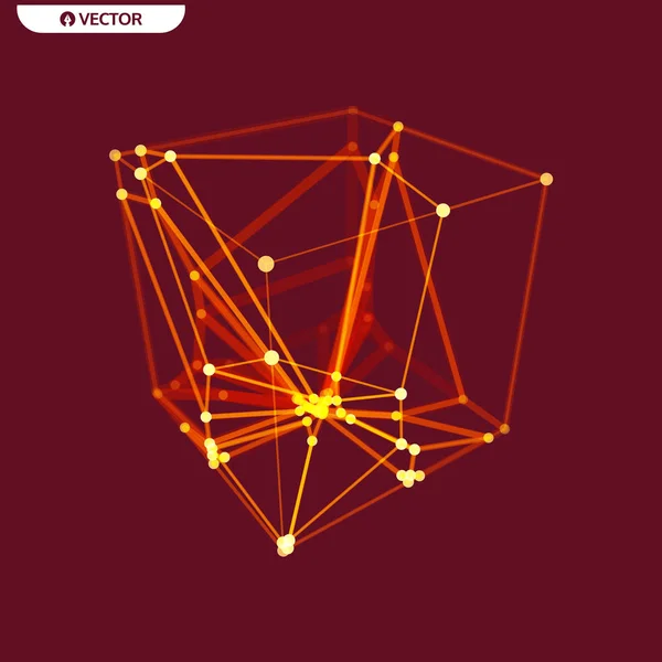 Cubo Estructura Conexión Diseño Rejilla Rejilla Molecular — Vector de stock