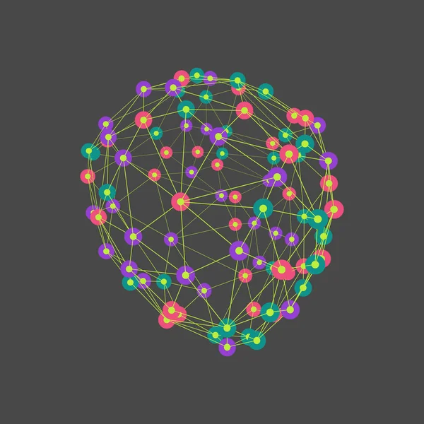 Struttura Collegamento Illustrazione Vettoriale Wireframe Griglia Luminosa — Vettoriale Stock