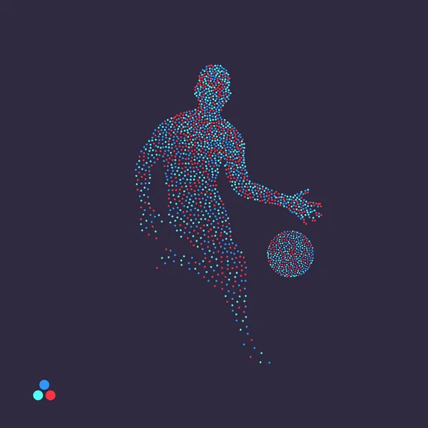 Баскетболист Мячом Точечный Силуэт Человека Векторная Иллюстрация — стоковый вектор