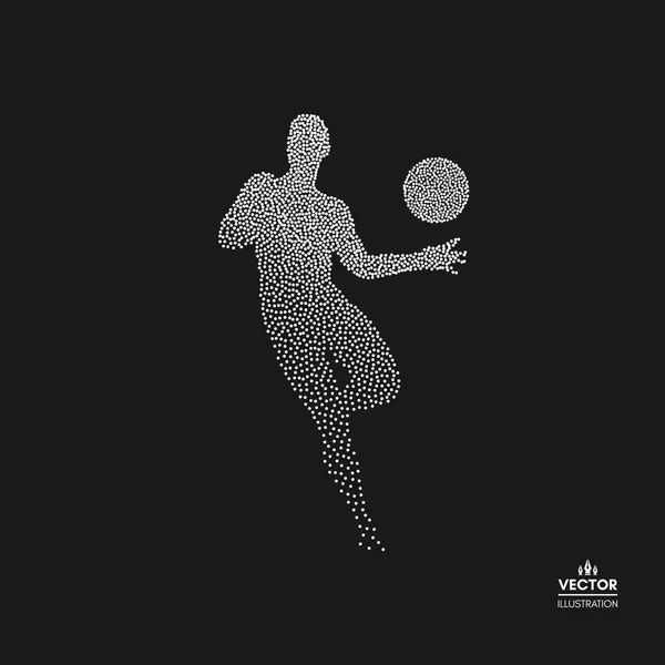 Joueur Basket Ball Avec Balle Silhouette Pointillée Personne Illustration Vectorielle — Image vectorielle