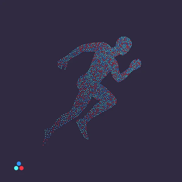 Біжить Чоловік Дизайн Спорту Бізнесу Науки Технологій Плямистий Силует Людини — стоковий вектор