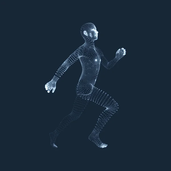 Hombre Corriendo Gráficos Vectoriales Compuestos Partículas Modelo Del Hombre Modelo — Archivo Imágenes Vectoriales